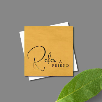Simple Elegant Texture Yellow Salon  Referral Card by pro_business_card at Zazzle