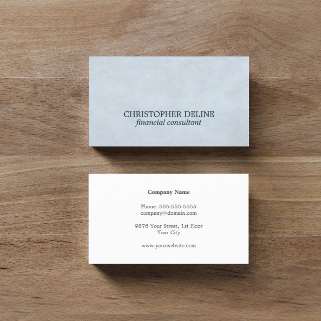 Simple Elegant Textured Light Blue Consultant Business Card (Creator Uploaded)