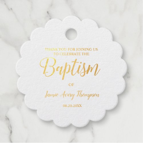 Simple Elegant Thank You baby Girl baptism Foil Favor Tags