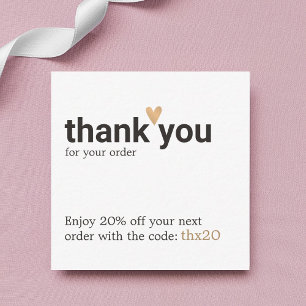 Simple Elegant Thank You For your order Coupon Note Card