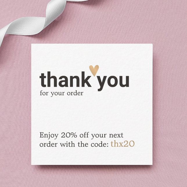Simple Elegant Thank You For your order Coupon Note Card (Creator Uploaded)