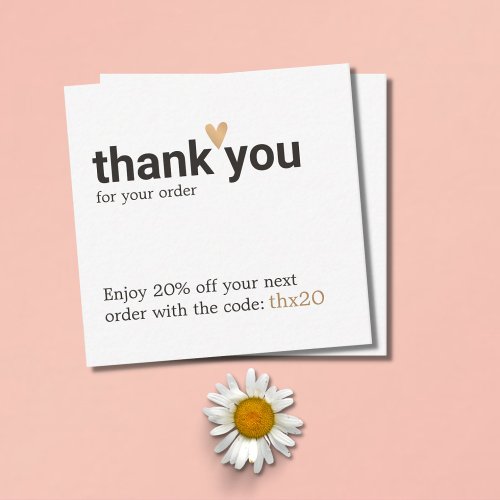 Simple Elegant Thank You For your order Coupon Note Card