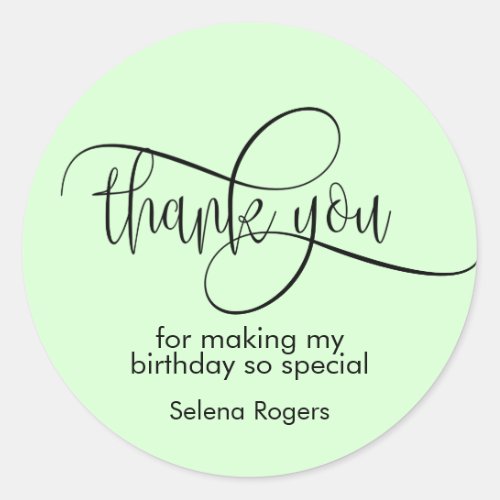 Simple Elegant Thank You Mint Girly Classic Round Sticker