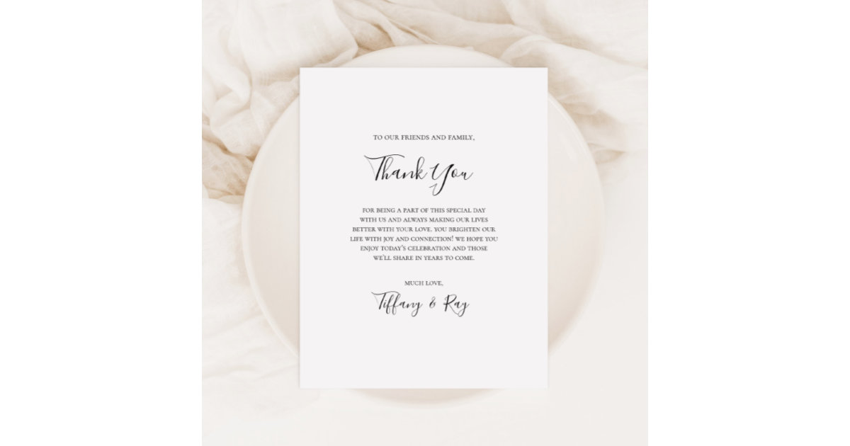 Simple Elegant Thank You Reception Card | Zazzle