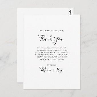 Simple Elegant Thank You Reception Card | Zazzle