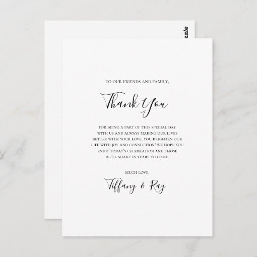 Simple Elegant Thank You Reception Card | Zazzle