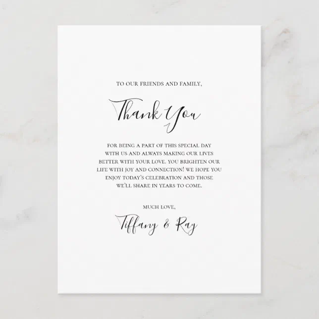 Simple Elegant Thank You Reception Card | Zazzle