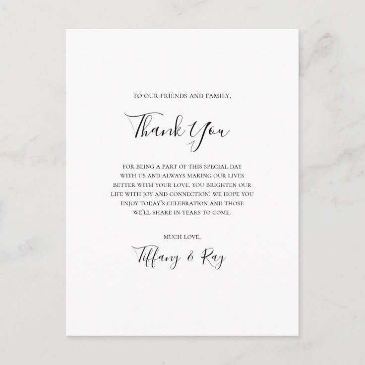 Simple Elegant Thank You Reception Card | Zazzle