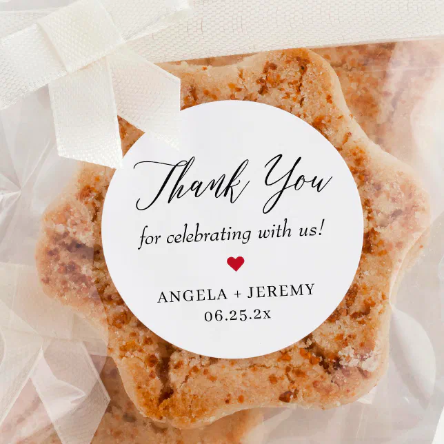 Simple Elegant Thank You Script Gift Favor Classic Round Sticker | Zazzle