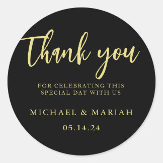 Simple Elegant Thank You Wedding Favor Classic Round Sticker