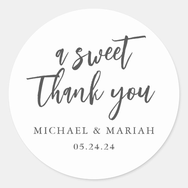 Simple Elegant Thank You Wedding Favor Classic Round Sticker (Front)