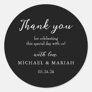 Simple Elegant Thank You Wedding Favor Classic Round Sticker
