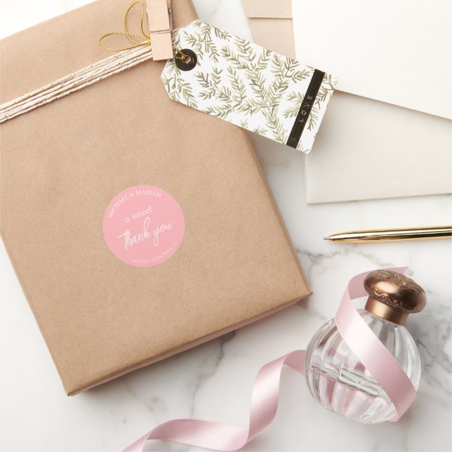 Simple Elegant Thank You Wedding Favor Classic Round Sticker (Gifting)