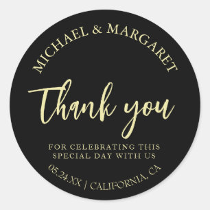 Simple Elegant Thank You Wedding Favor Classic Round Sticker