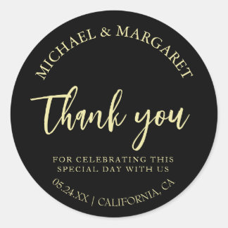 Simple Elegant Thank You Wedding Favor Classic Round Sticker