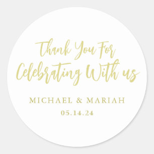 Simple Elegant Thank You Wedding Favor Classic Round Sticker