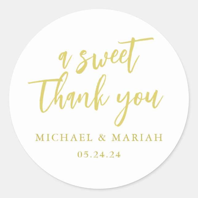 Simple Elegant Thank You Wedding Favor Classic Round Sticker (Front)