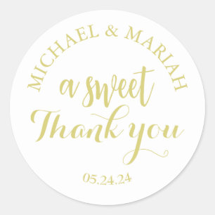 Simple Elegant Thank You Wedding Favor Classic Round Sticker