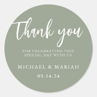 Simple Elegant Thank You Wedding Favor Classic Round Sticker