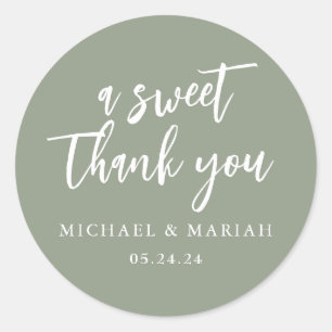 Simple Elegant Thank You Wedding Favor Classic Round Sticker