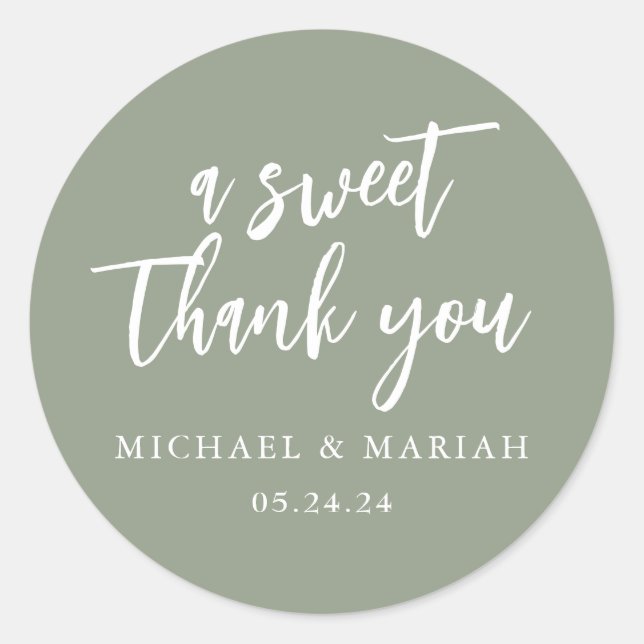 Simple Elegant Thank You Wedding Favor Classic Round Sticker (Front)
