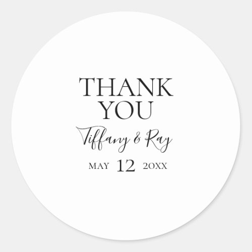 Simple Elegant Thank You Wedding Favor Sticker