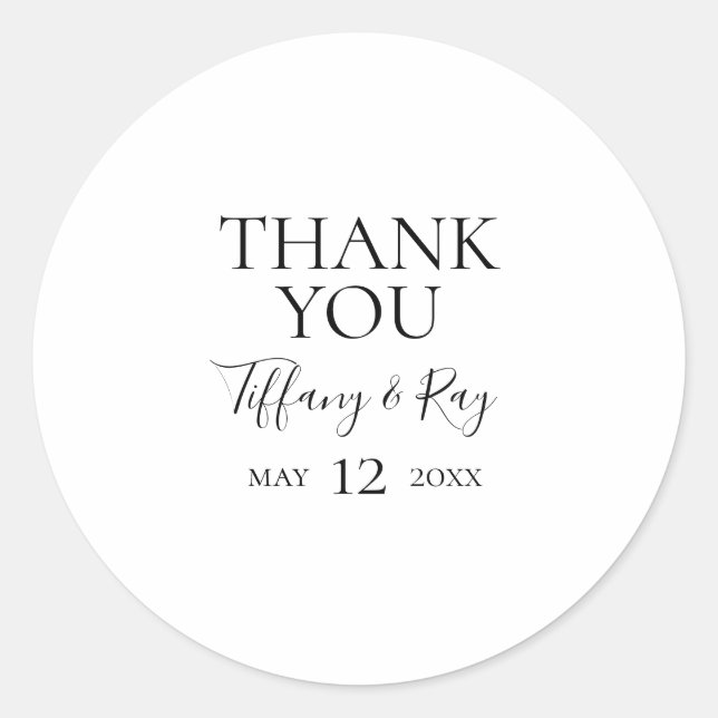 Simple Elegant Thank You Wedding Favor Sticker (Front)