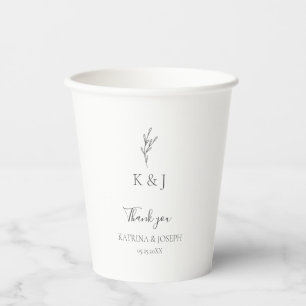 Simple Elegant Thank you Wedding Minimalist Chic Paper Cups