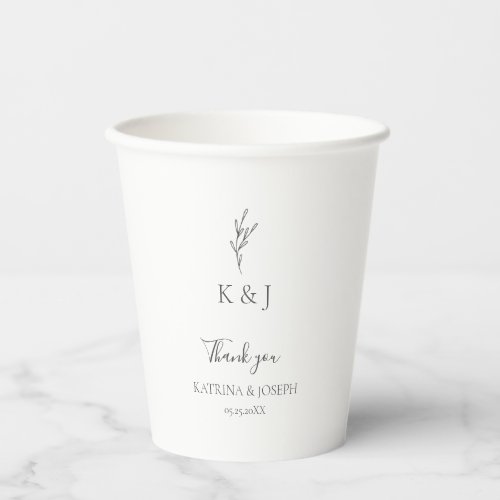 Simple Elegant Thank you Wedding Minimalist Chic  Paper Cups
