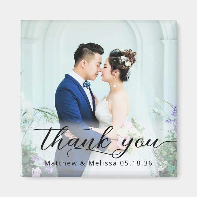 Simple Elegant Thank You Wedding Photo Magnet (Front)
