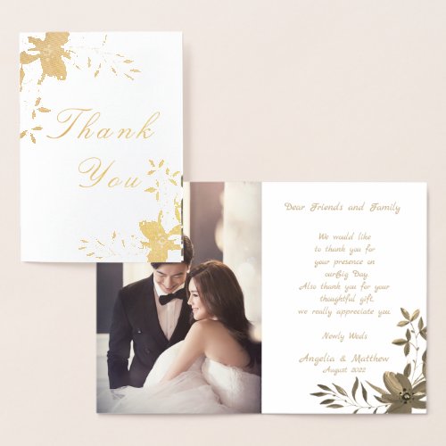 Simple Elegant Thank You Wedding Real Foil Card