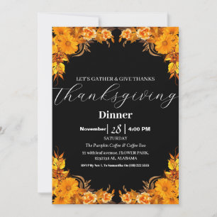 Simple Elegant Thanksgiving Dinner Autumn Fall Invitation