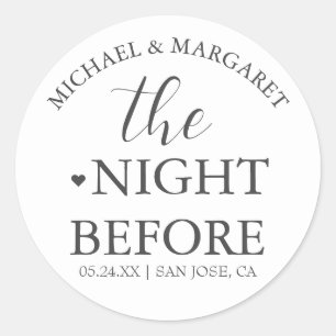 Simple Elegant The Night Before Rehearsal Dinner Classic Round Sticker