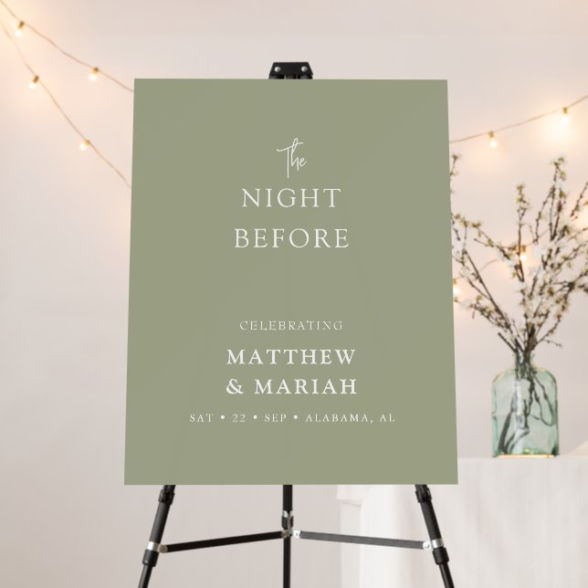 Simple Elegant The Night Before Rehearsal Dinner Foam Board (In Situ (Stand))