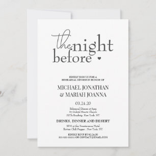Simple Elegant The Night Before Rehearsal Dinner Invitation