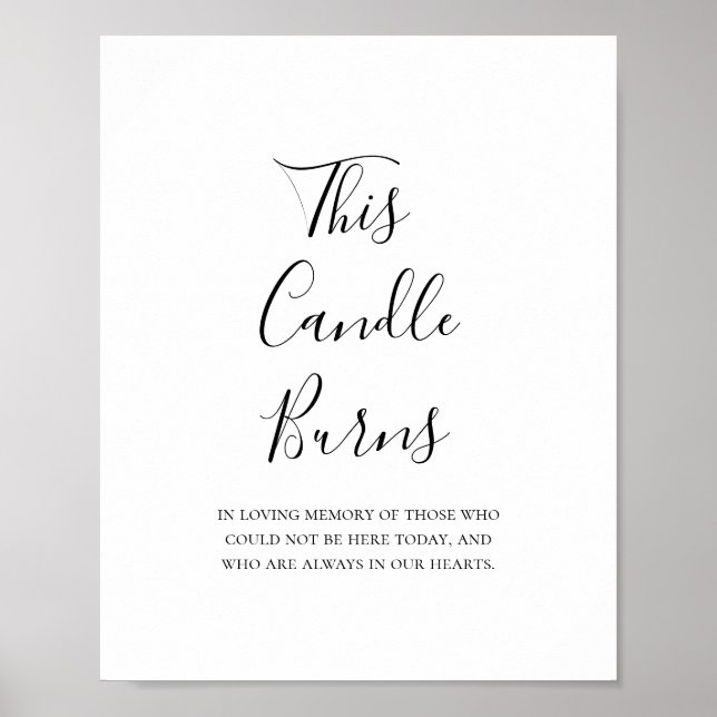 Simple Elegant This Candle Burns Wedding Sign (Front)