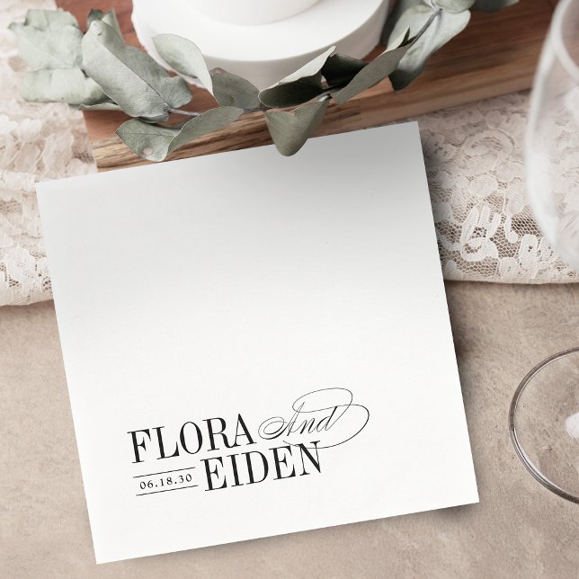 Simple Elegant Timeless Typography Wedding Napkins (Simple Elegant Timeless Typography Wedding Napkins)