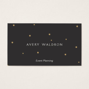 Event Management Business Cards Templates Zazzle Simple Elegant Tiny Gold Stars Event Planner Black Business Card