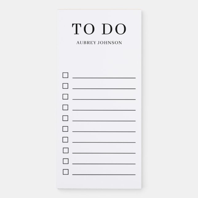 Simple Elegant To Do List Magnetic Notepad (Front)
