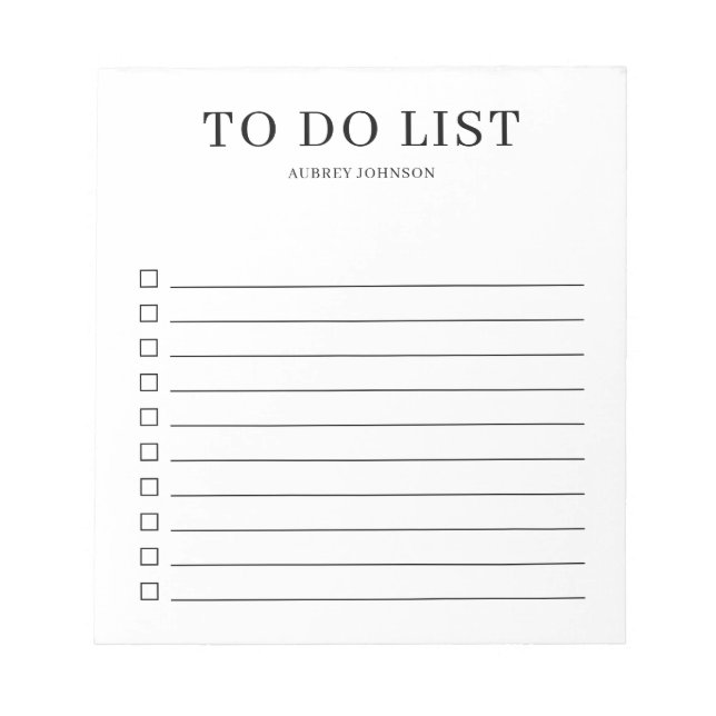 Simple Elegant To Do List Notepad (Front)
