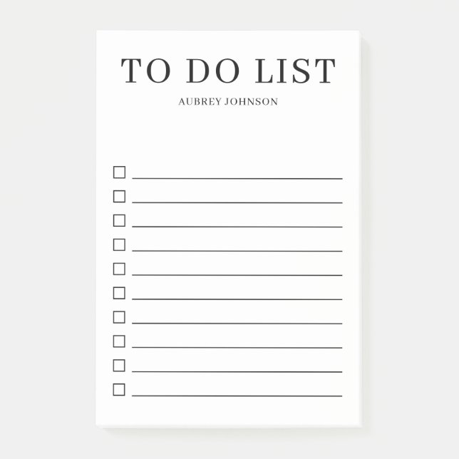 Simple Elegant To Do List Post-it Notes (Front)