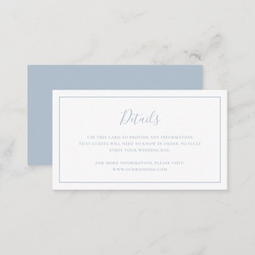 Simple Elegant Traditional Dusty Blue Wedding Enclosure Card