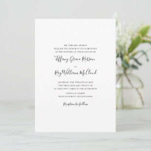Simple Elegant Traditional Full Name Wedding Invitation