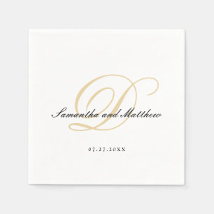 Simple Elegant Traditional Script Gold Monogram Napkins