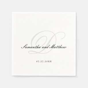 Simple Elegant Traditional Script Wedding Monogram Napkins
