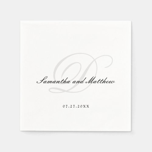 Simple Elegant Traditional Script Wedding Monogram Napkins