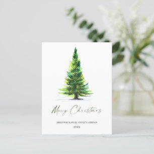 Simple Elegant Tree Christmas Company Greeting Postcard