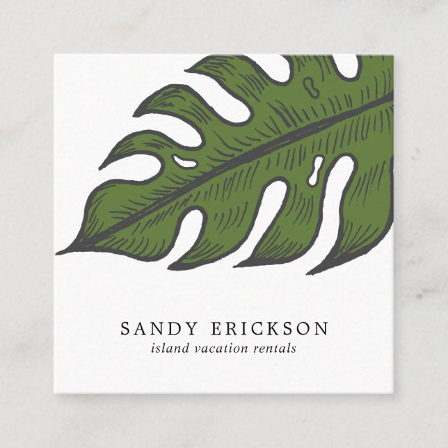 Simple Elegant Tropical Modern Square Business Card (Front)