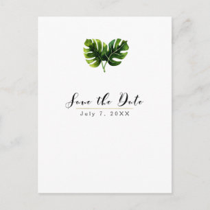 Simple Elegant Tropical Palm Leaves Save the Date Announcement Postcard