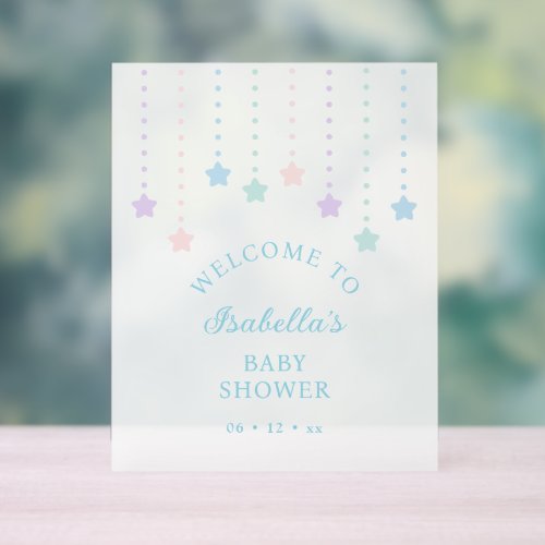 Simple Elegant Twinkle Little Stars Baby Shower Acrylic Sign